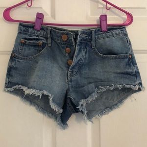 Frayed Mid Rise Jean Shorts